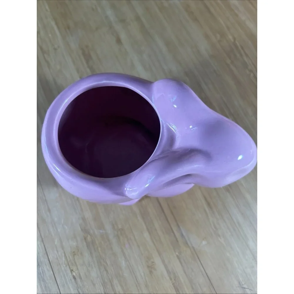 Easter Bunny Rabbit Pottery Planter Pink Glossy Candy trinket Bowl 3.5” X 5”